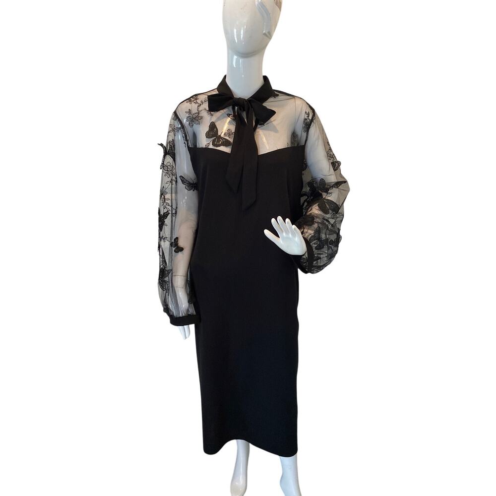 Black Butterfly Dress with Sheer sleeves size XL